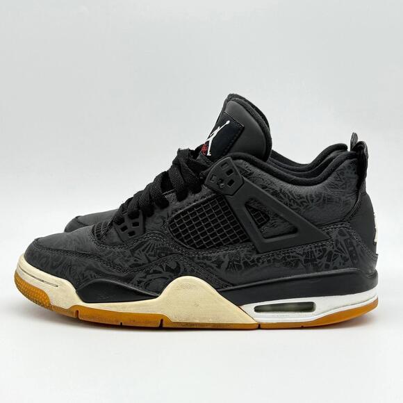 Nike Air Jordan 4 Retro GS 'Laser Black Gum' Youth Size 7 - Picture 3 of 13